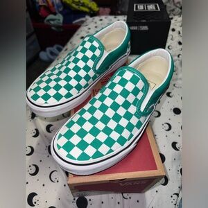 Green & White Checkered Vans